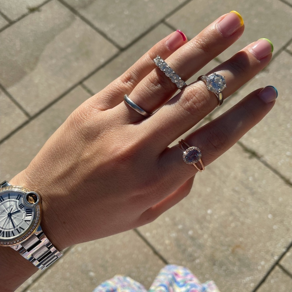 Brand New 14K Rose Gold Diamond Halo Alexandrite Ring